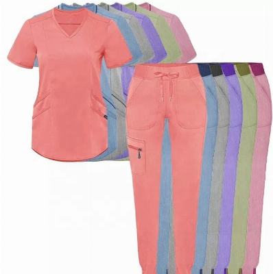 New Arrivals Women Stretch Jogger Scrub Sets Uniform Woven Hospital Uniforms