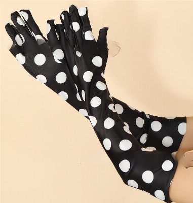 Women′ S Black Polka DOT Breathable Sunscreen Prom Retro Party Lady Dress Gloves