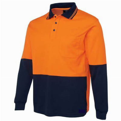 Hi Vis Long Sleeve Top Safety Workwear Breathable Dry Quick Polo Shirt