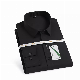 New Good Quality Elastic Solid 100% Cotton Woven Men Button Down Long Sleeve Black Business Dress Shirts manufacturer