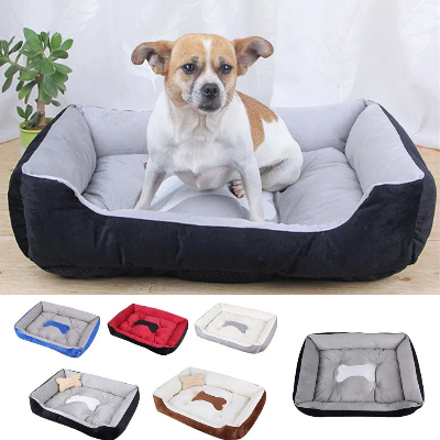 Soft & Comfortable Cuddler Reversible Removable Washable Pet Sofa Bed with Bone Pattern