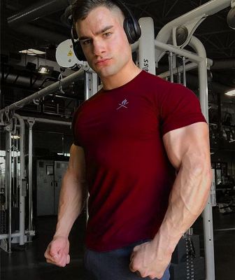 New Men′s Gym Running T-Shirt Cotton Sports Leisure Round Neck